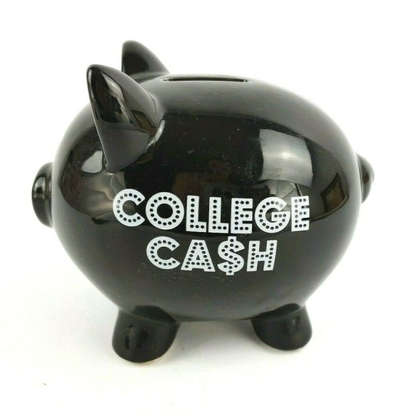 College Cash Black Piggy Bank 4 1/2" x 7" - Picture 1 of 2